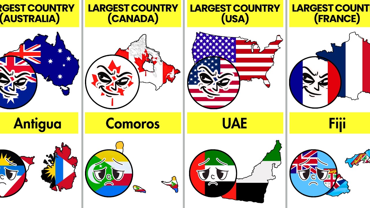 Карта мира: самые маленькие и самые большие страны на каждую букву! 🌎🗺️