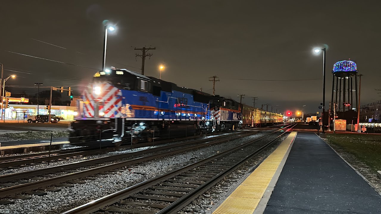 Metra 506 SD70MACH with K5LLA leads NCS 117 at Elmwood Park 11/30/23