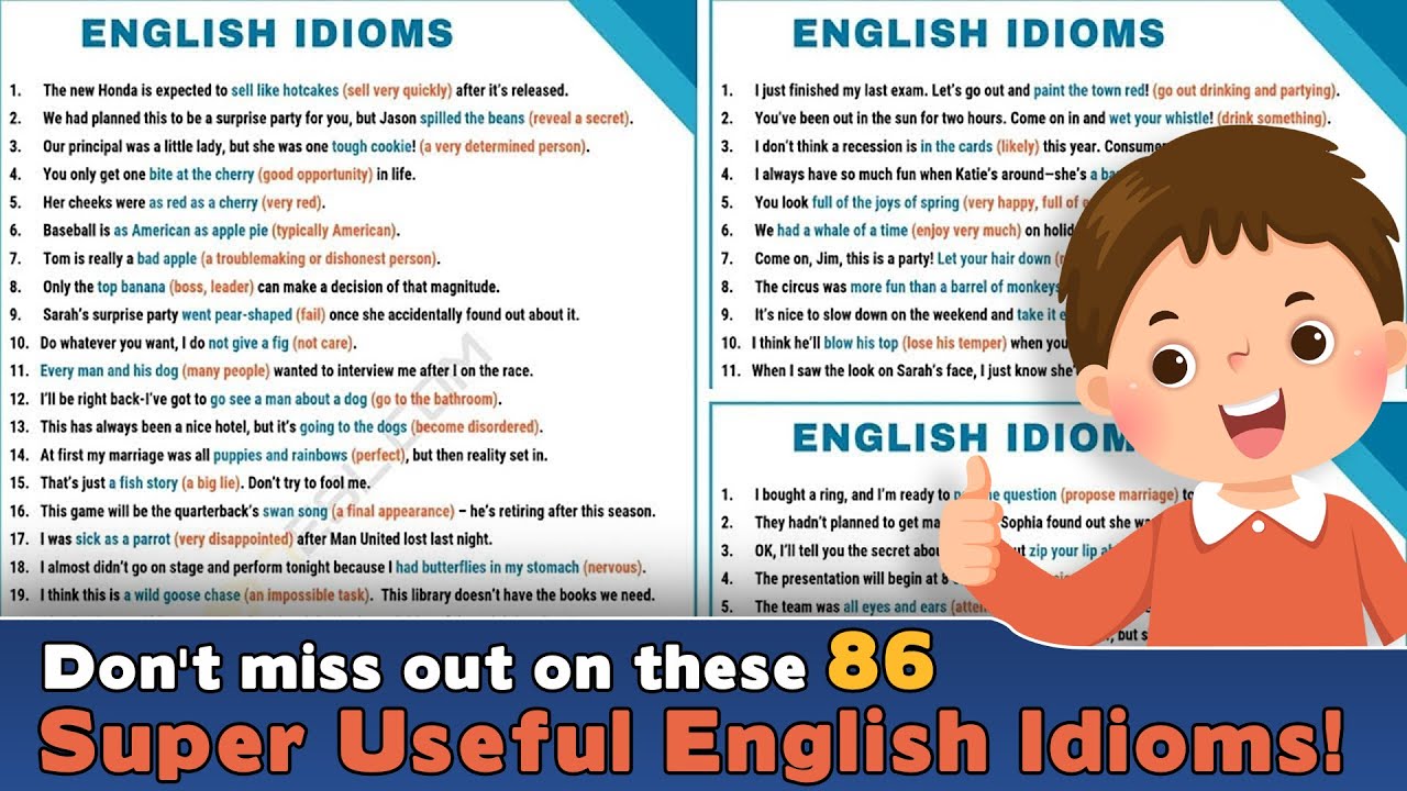 Learn 86 Useful English Idioms in 30 Minutes