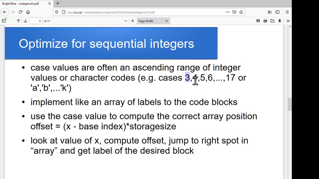 Code generation: selection and iteration