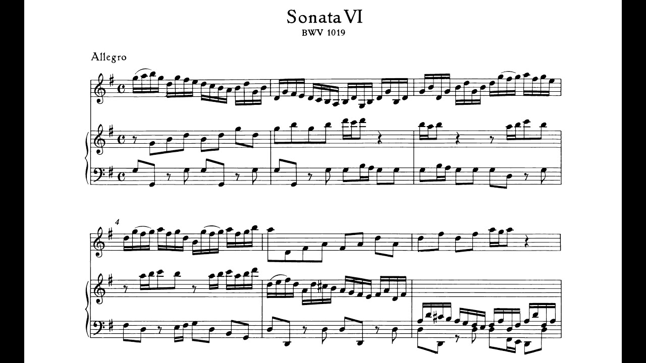 J. S. Bach - Sonate for Violin and Harpsicord n°6 in G Major BWV 1019 - Score
