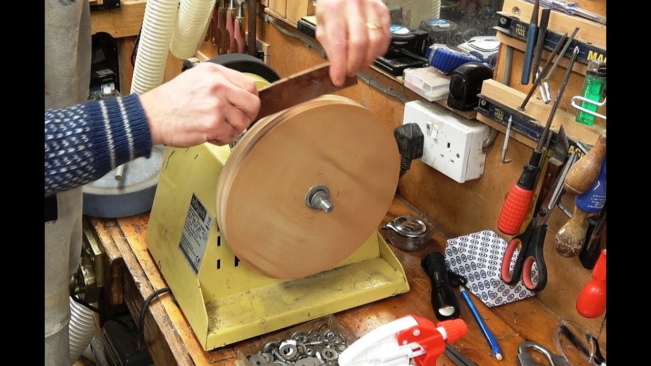 Making A Giant Leather Burnisher Slicker From An Old Wet Stone Grinder