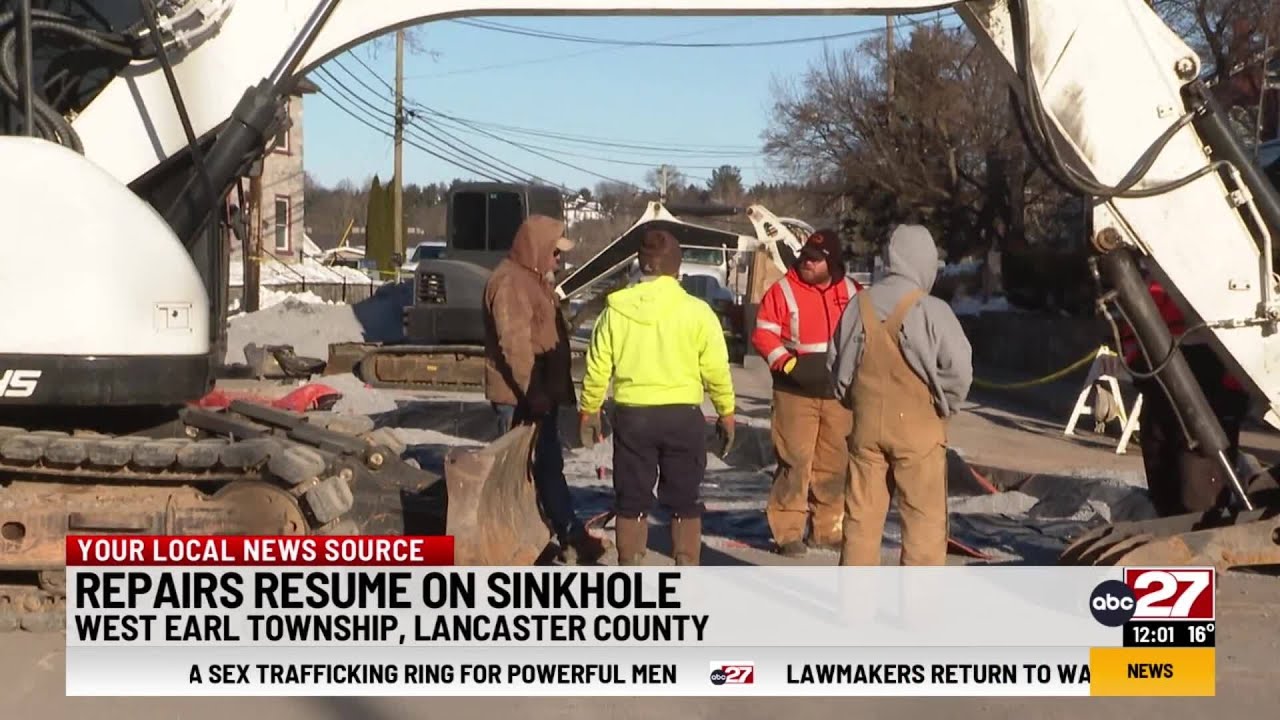 Work continues on massive 60-foot wide Lancaster County sinkhole