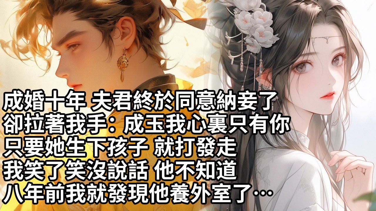 【一口氣看完】成婚十年 夫君終於同意納妾了卻拉著我手：成玉我心裏只有你只要她生下孩子 就打發走我笑了笑沒說話 他不知道八年前我就發現他養外室了…