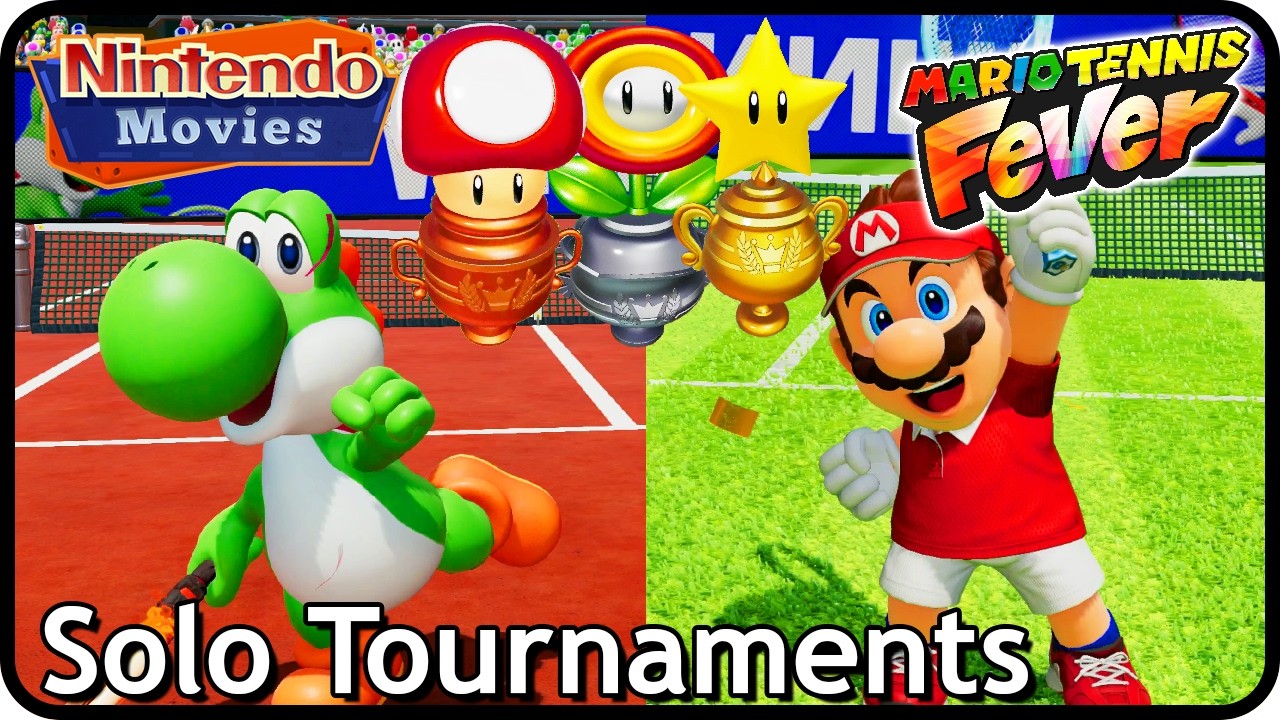 Mario Tennis Fever - All Singles Tournaments (Mario and Yoshi)