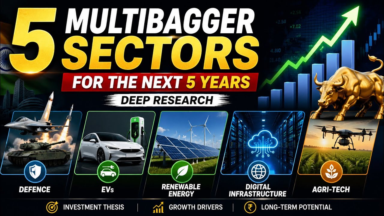 5 Multibagger Sectors for the Next 5 Years 🚀 | Deep Research for Smart Investors (2026&ndash;2030) #ai #ev