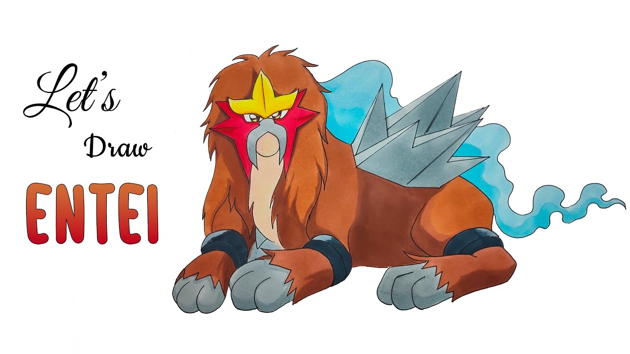 How to Draw and Color Pokemon | Entei | Step by Step Art Tutorial | 4K 