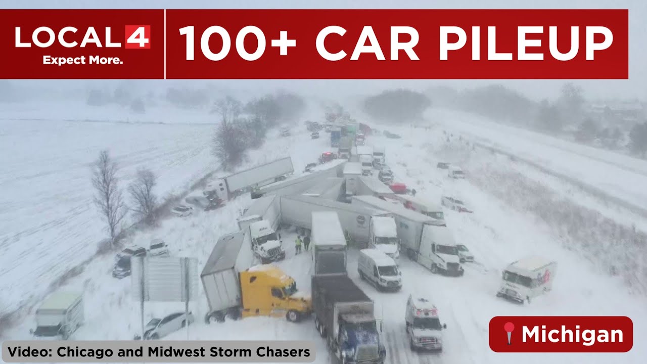 100+ car pileup on Michigan highway leaves drivers stranded for hours