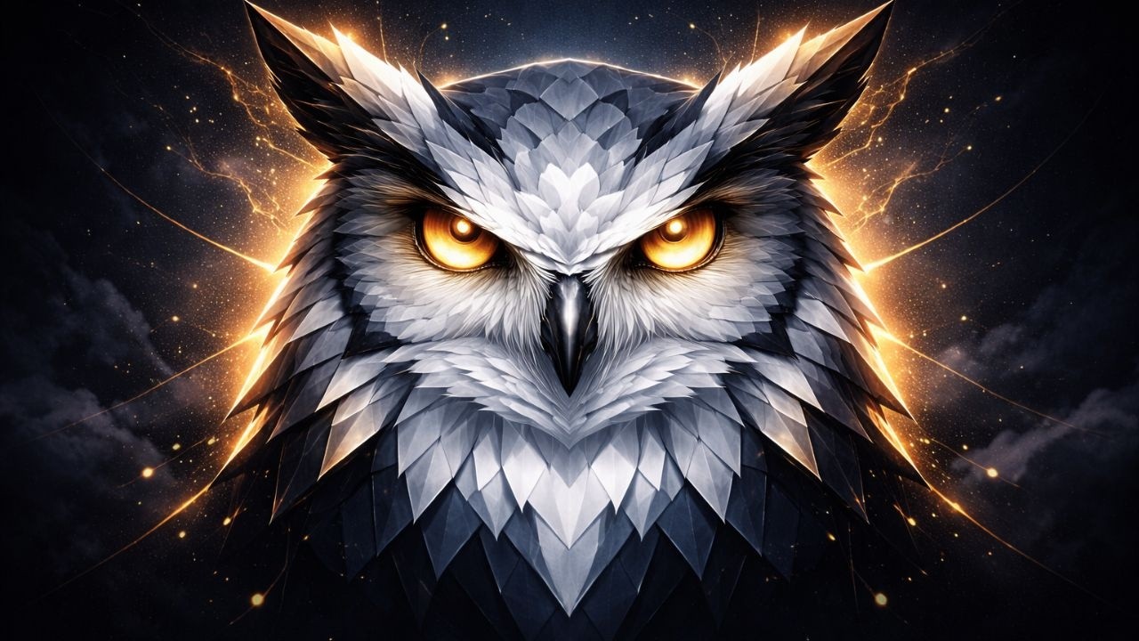 Celestial Owl of Light – Glowing Golden Eyes | Epic 4K Fantasy Artwork