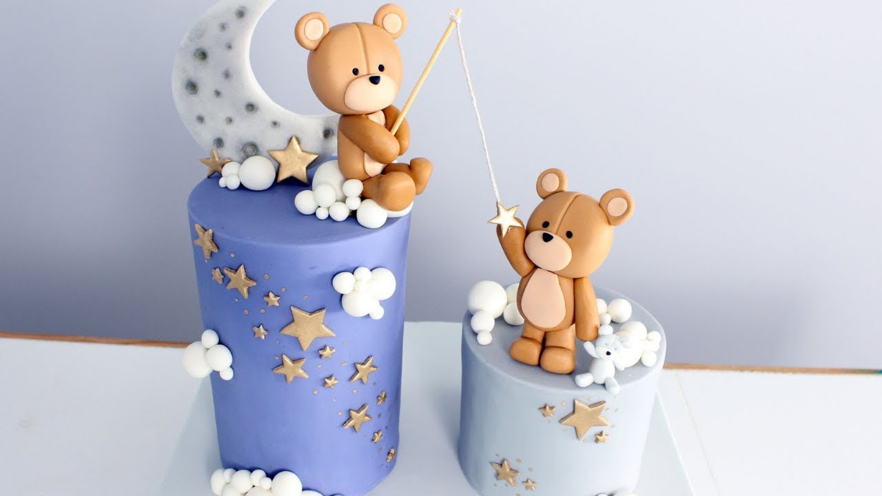 Moon And Stars Teddy Bear Baby Shower Cake! | Twinkle Twinkle Little Star Cake