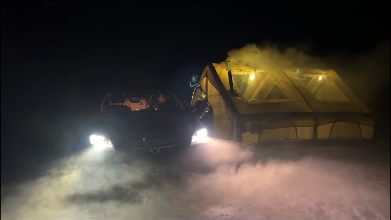 ŞİŞME ÇADIRLA YAYLADA KAR KAMPI | ÇOK HUZURLUYDU ❄️