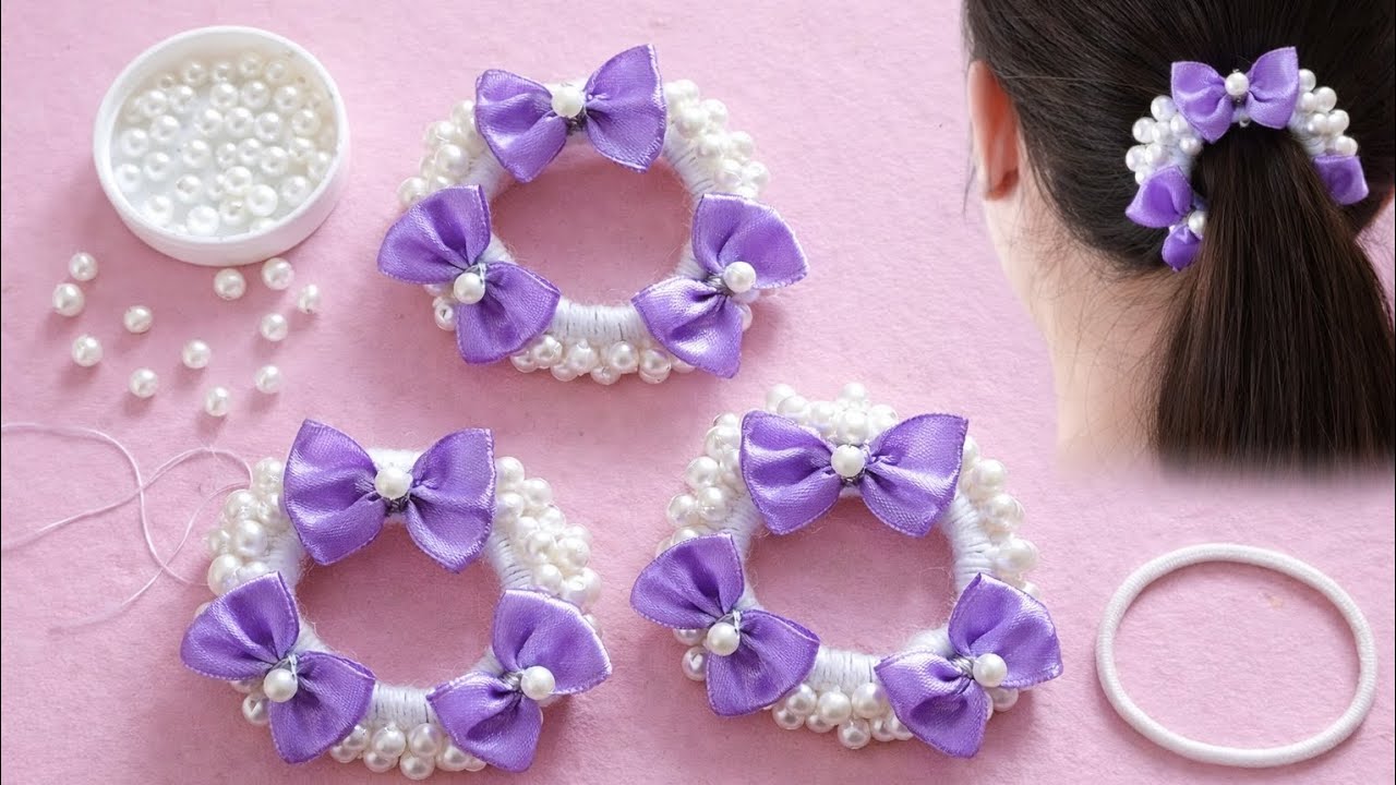 DIY Pearl Bow Hair Tie 🎀 Easy & Cute Tutorial 