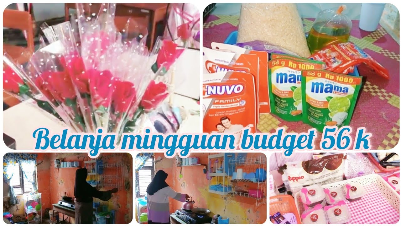 BELANJA DAN BONGKAR BELANJAAN BUDGET 56K || BERSIH BERSIH DAPUR | PASANG GORDEN DAPUR 😊