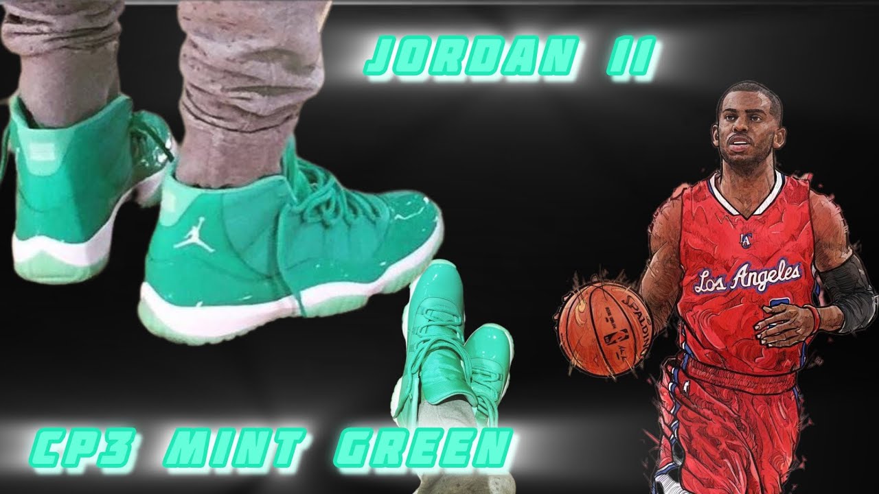 Кроссовки Jordan 11 CP3 из серии NBA 2K26 SHOE CREATOR, мятно-зеленые.