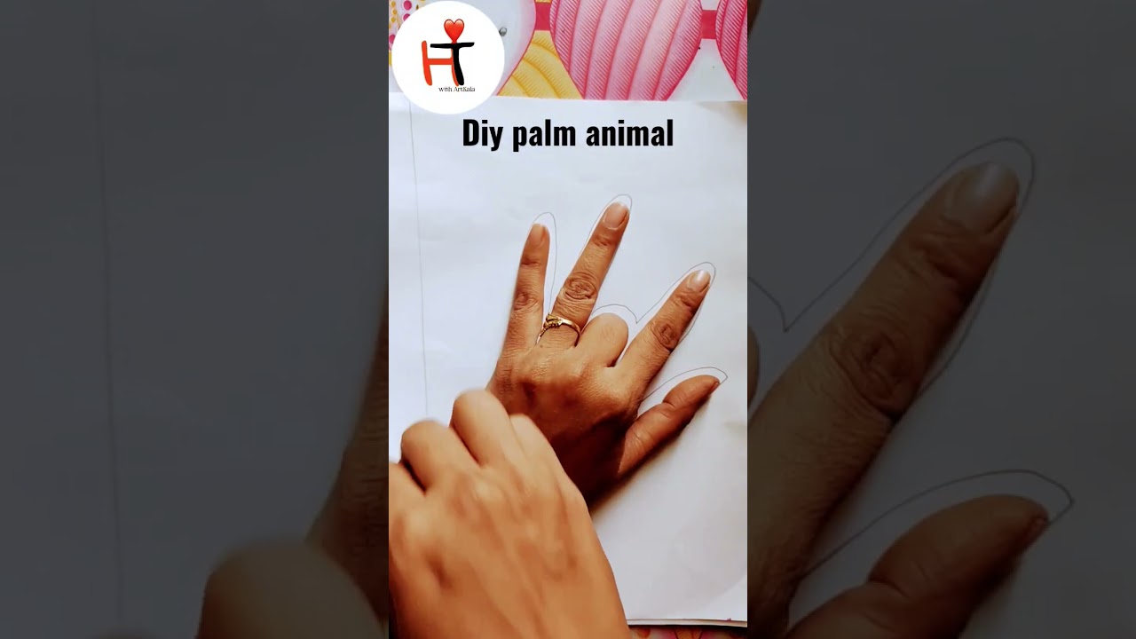 Diy Palm Animal /easy and fun drawing using palm #shorts#palmpainting #howtodrawanimalsusingyourhand