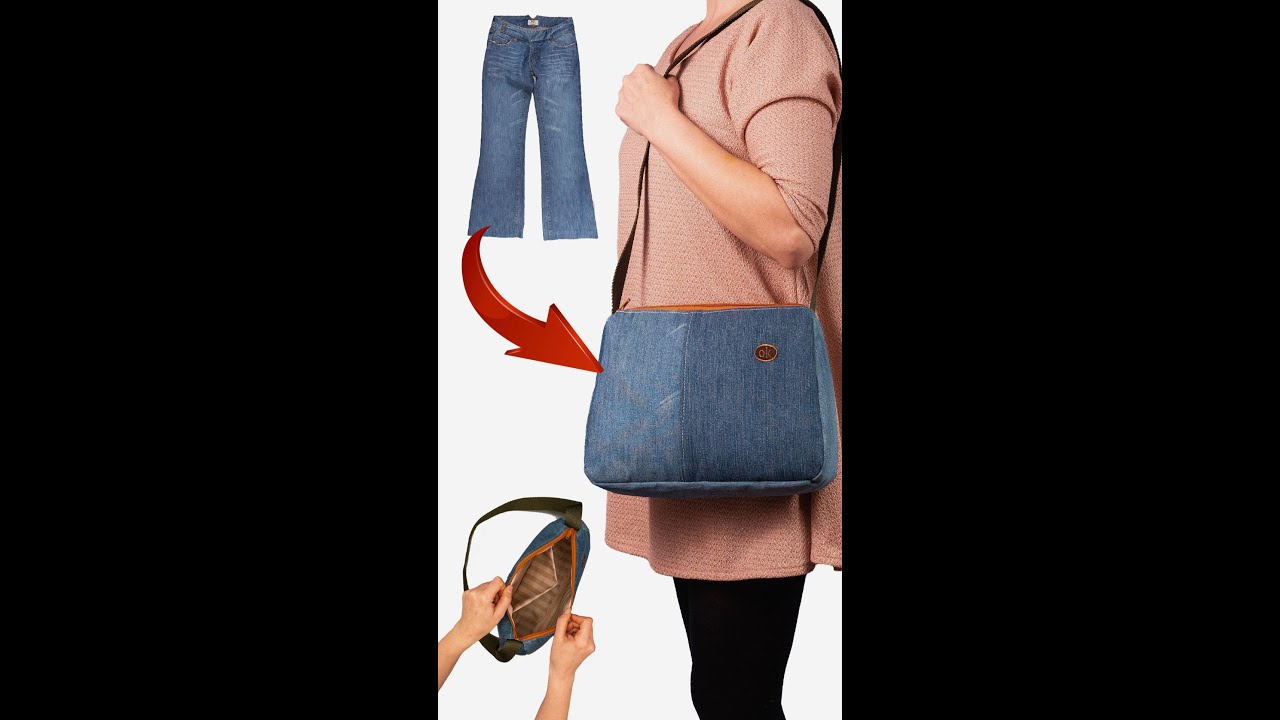 Как легко сшить сумку через плечо своими руками из старых джинсов Miarti👜✂️