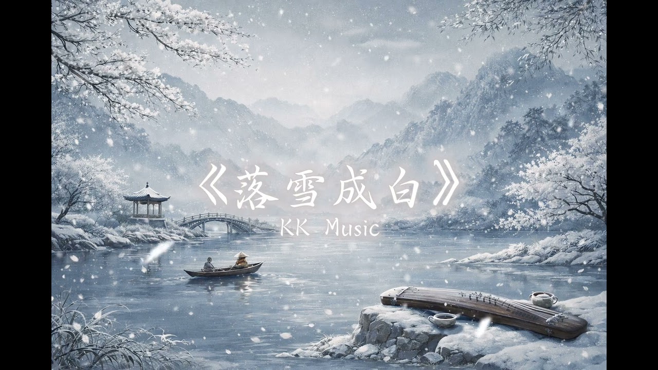 【超好听的中国古风歌曲】《落雪成白》“落雪成白覆了尘，埃覆不住我对你的等待”【原创歌曲KKMusic】#古风 #古风歌曲#必听热门歌曲 #开车必听 