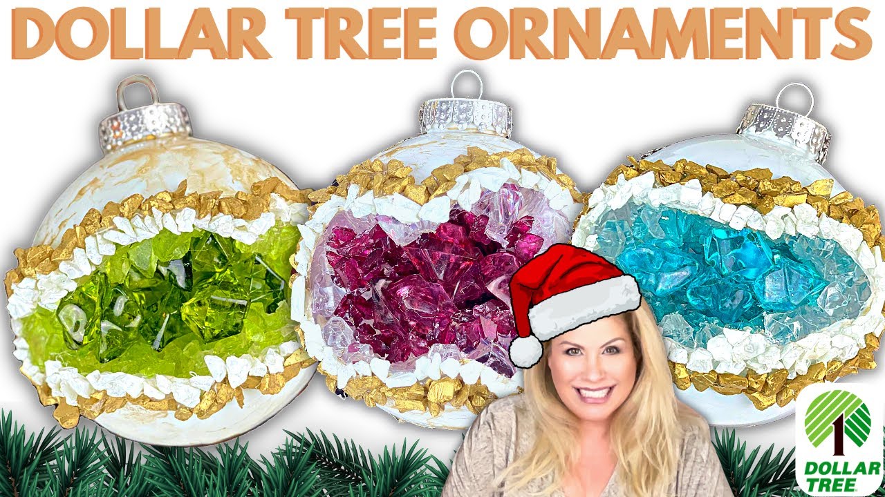 GRAB Dollar Tree 🎄CHRISTMAS ORNAMENTS🎄 - High-End Geode DIY - Best Ideas Yet🎅🏼