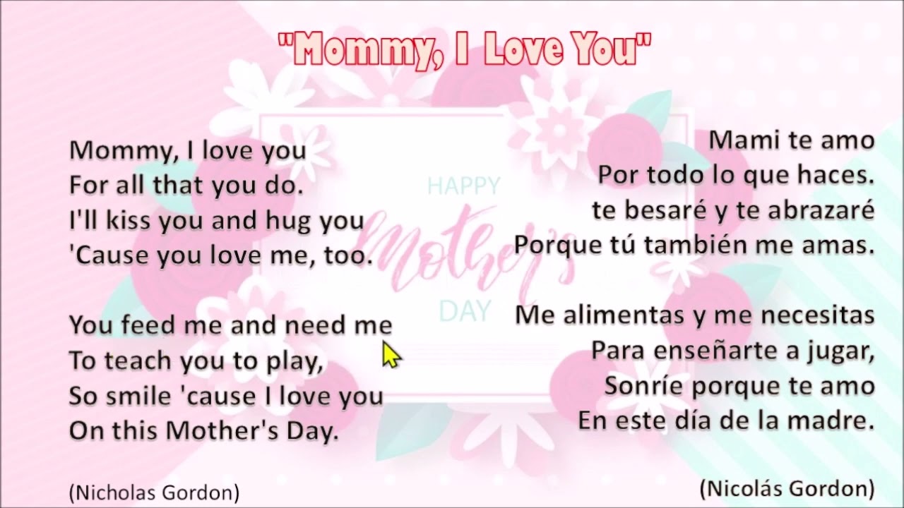 Aprendamos un POEMA DEL DÍA DE LA MADRE EN INGLÉS - Mother's Day Poem