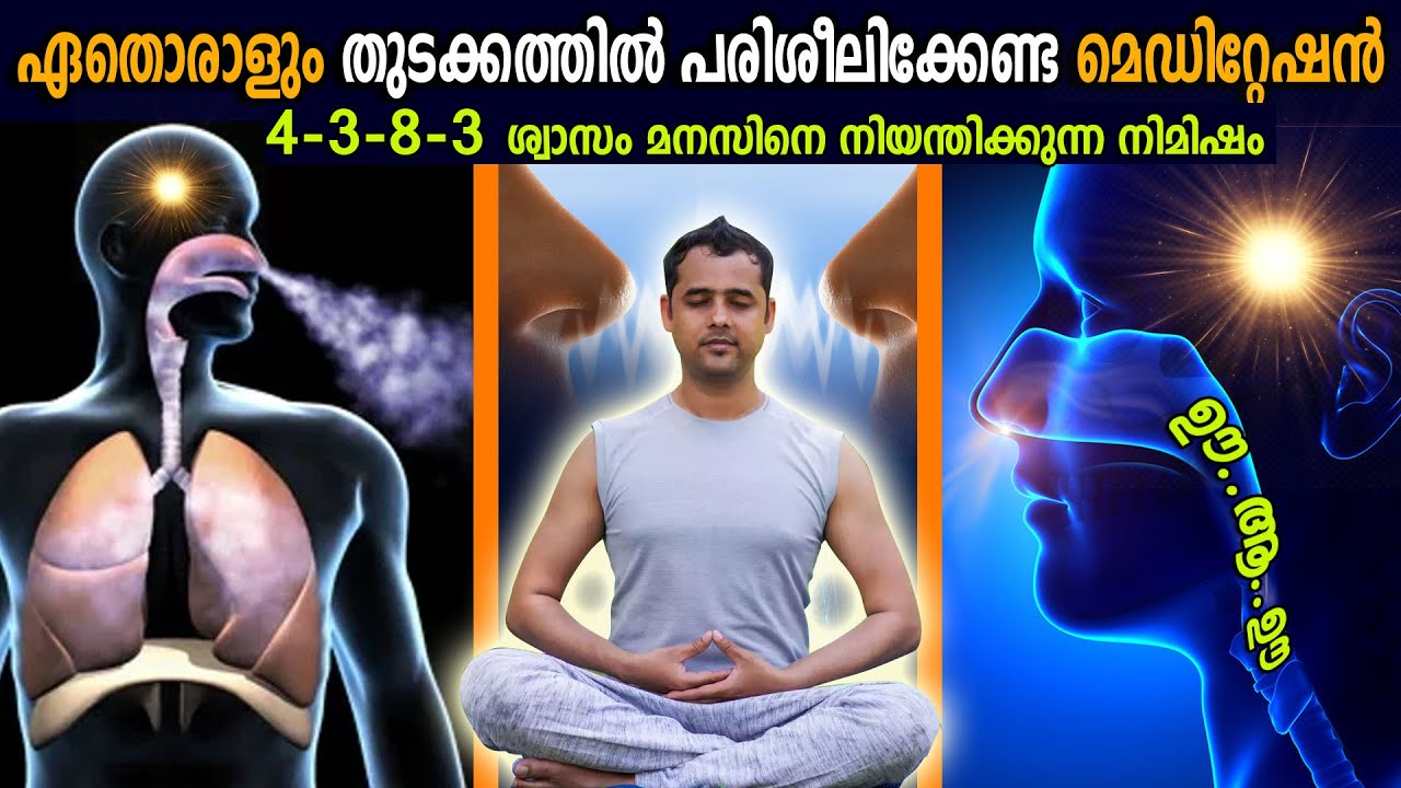 ആർക്കും മെഡിറ്റേഷൻ ചെയ്യാനാവും, 4|3|8|3 തുടങ്ങിയാൽ SIMPLE BREATHING MEDITATION - LIFE CHANGING VIDEO