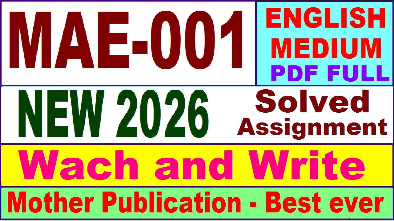 MAE 001 solved assignment 2026 in English || mae 001 solved assignment 2026 || ignou mae1