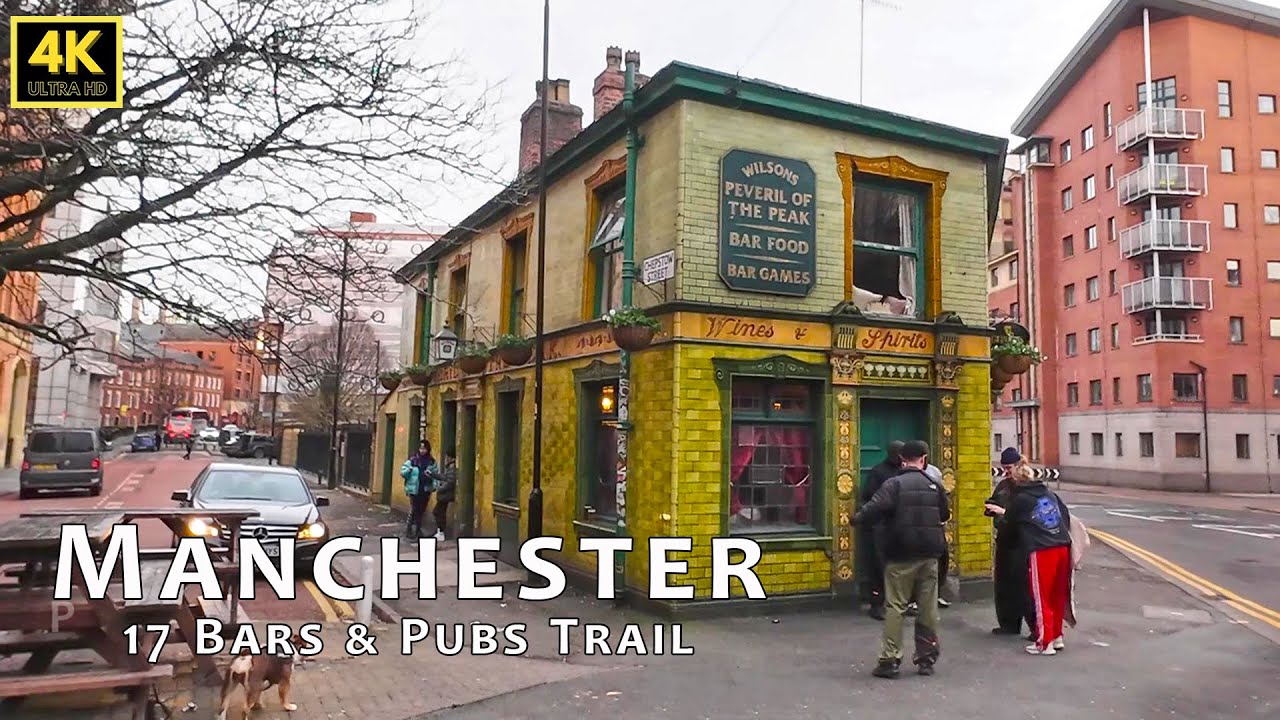 🇬🇧 Manchester walk - 17 Bars & Pubs Trail, Deansgate, Portland St, Corporation St, Market St