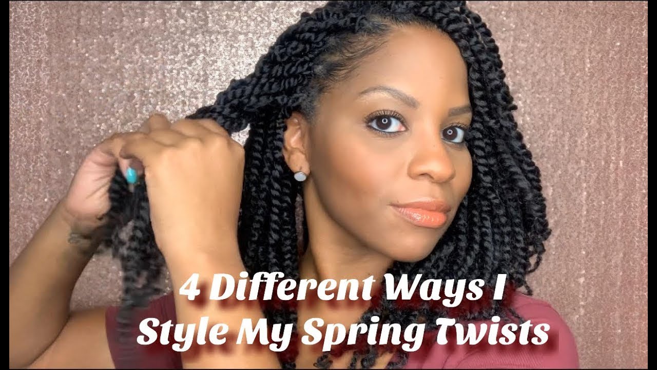 4 DIFFERENT WAYS I STYLE MY SPRING TWISTS | GREAT STYLES FOR BRAIDS, TWISTS, OR LOCS
