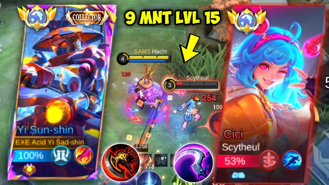 9 MENIT LEVEL 15!! YI SUN SHIN VS NEW HERO CICI BROKEN HERO?? FULL ROTASI FARMING YSS BUILD EMBLEM!!
