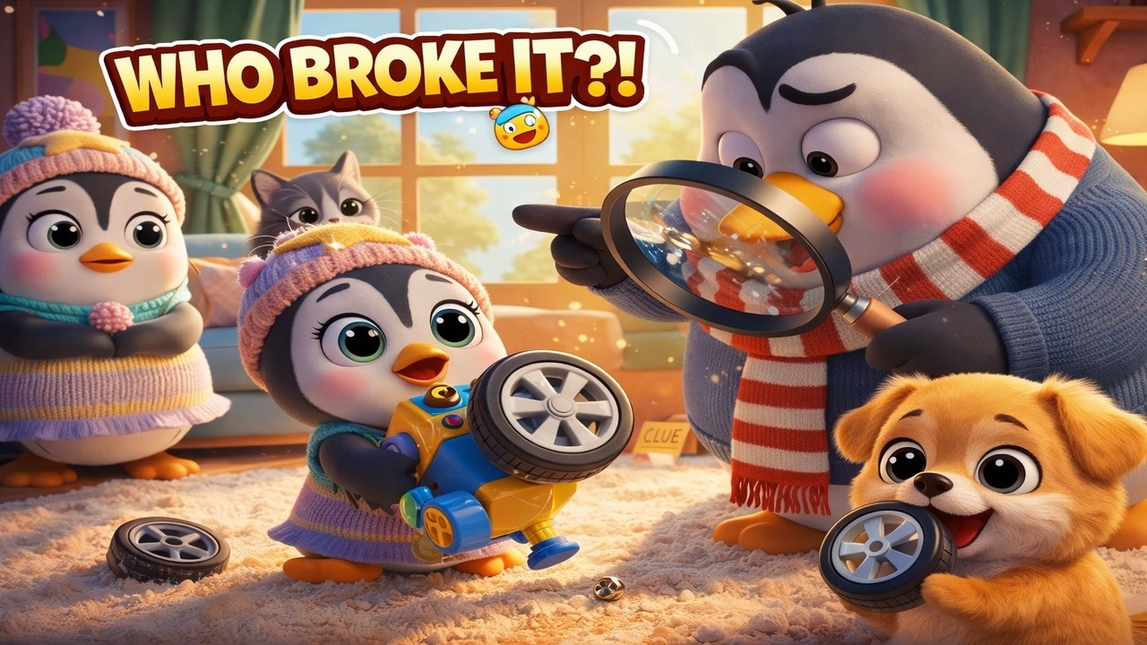 WHO BROKE IT! 😱🧸 The Broken Toy Mystery  Penguin Family Funny Kids Cartoon