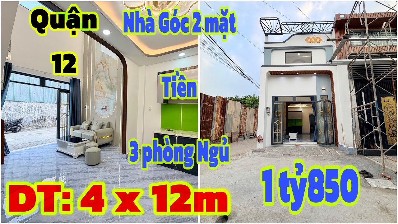 Bán nhà mới Quận 12  phường Thạnh Xuân cũ [118] Nhà chỉ 1 tỷ850tr - Có 3 phòng ngủ - 50m2