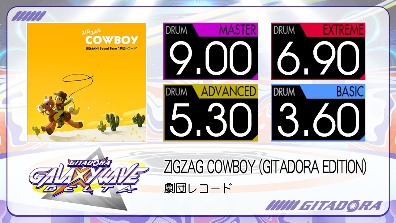 【GITADORA】 ZIGZAG COWBOY (GITADORA EDITION) (MASTER ~ BASIC) Drum
