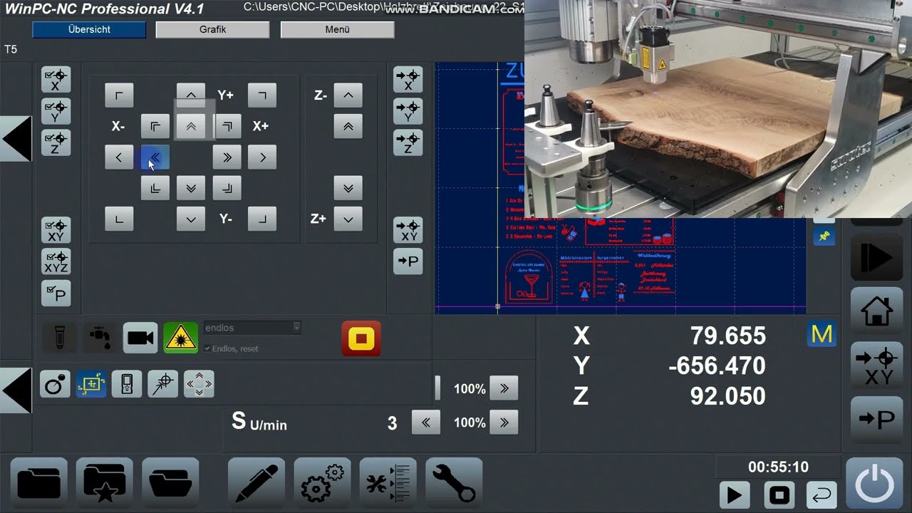Lasergravur-Projekt mit WinPC-NC (Holzbrett: 