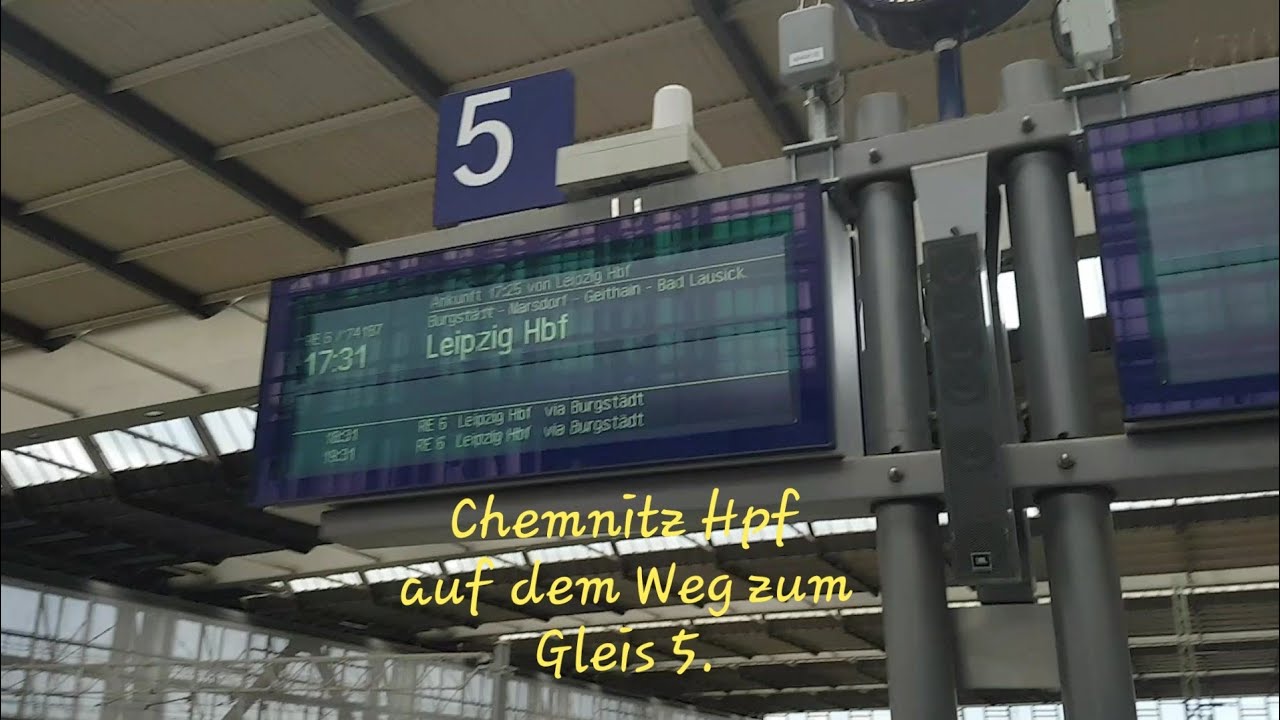 Der Chemnitz Hauptbahnhof auf dem Weg zum Gleis 5.