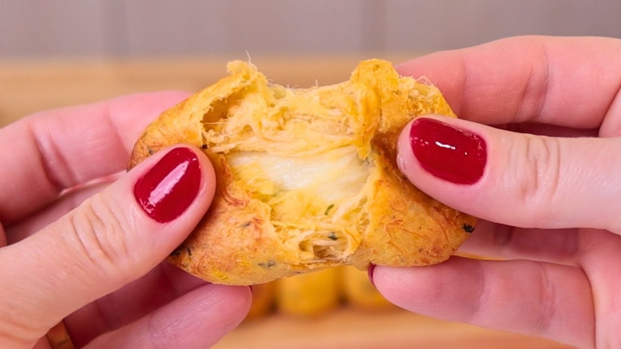 LANCHE SAUDÁVEL E PROTEICO NA AIR FRYER SEM GLÚTEN | BOLINHO FIT DE FRANGO CREMOSO FÁCIL E RÁPIDO