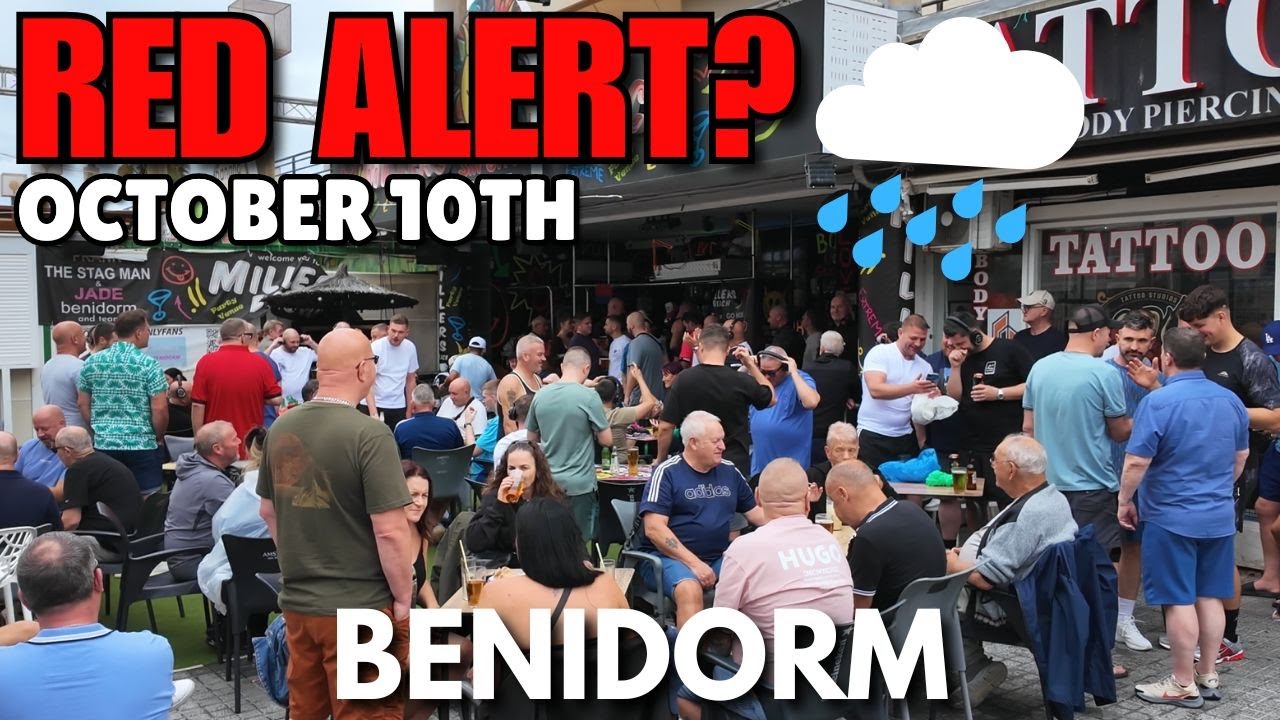 Benidorm PACKED During RED ALERT?! 😱☔ HUGE Crowds Flood the Bars & Pubs!