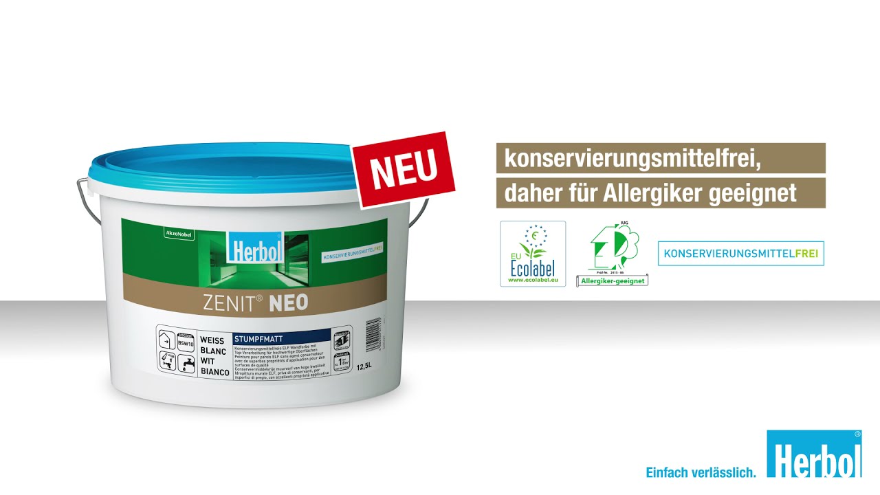 Herbol Zenit NEO - Konservierungsmittelfreie ELF-Wandfarbe f&uuml;r edle, ultramatte Oberfl&auml;chen