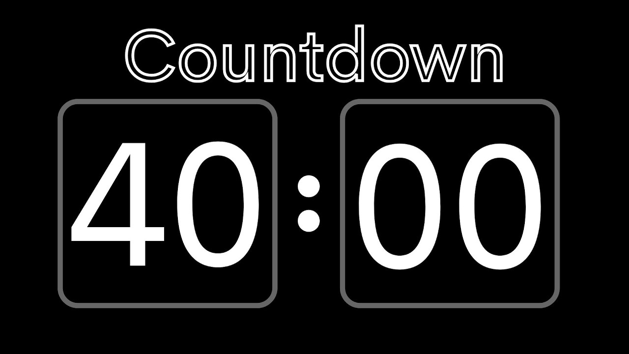 40 Minute Countdown Timer 🧡 No Background 🧡 ASMR Tick Tock | Clean & Minimal