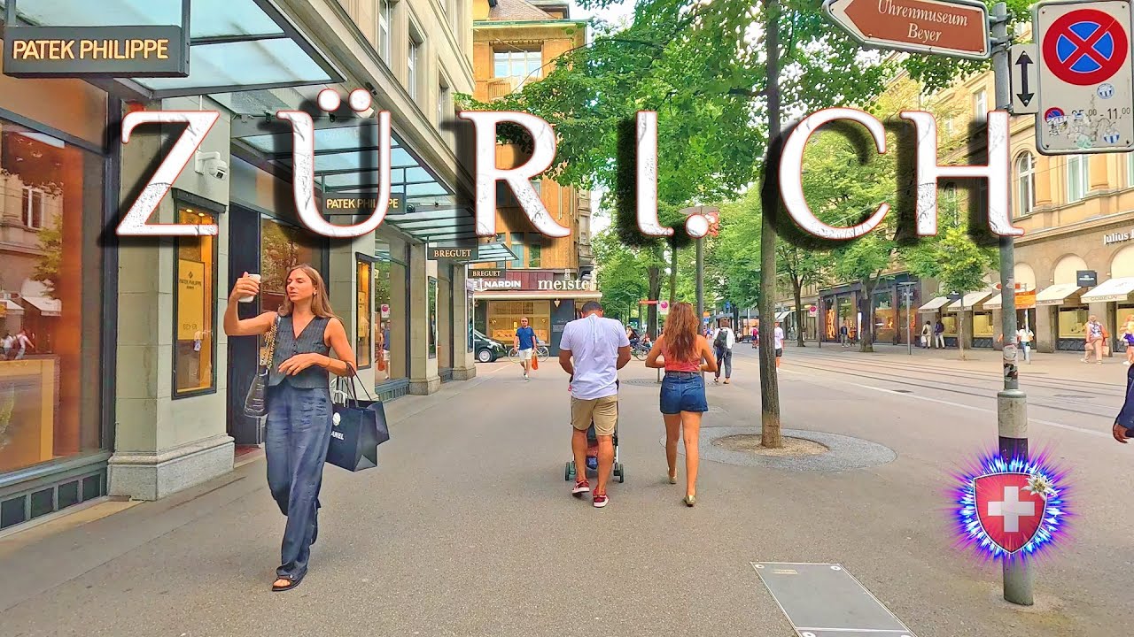 ZURICH SWITZERLAND ✨ Stroll around BAHNHOFSTRASSE & Münsterbrücke / City Center evening walk 4K