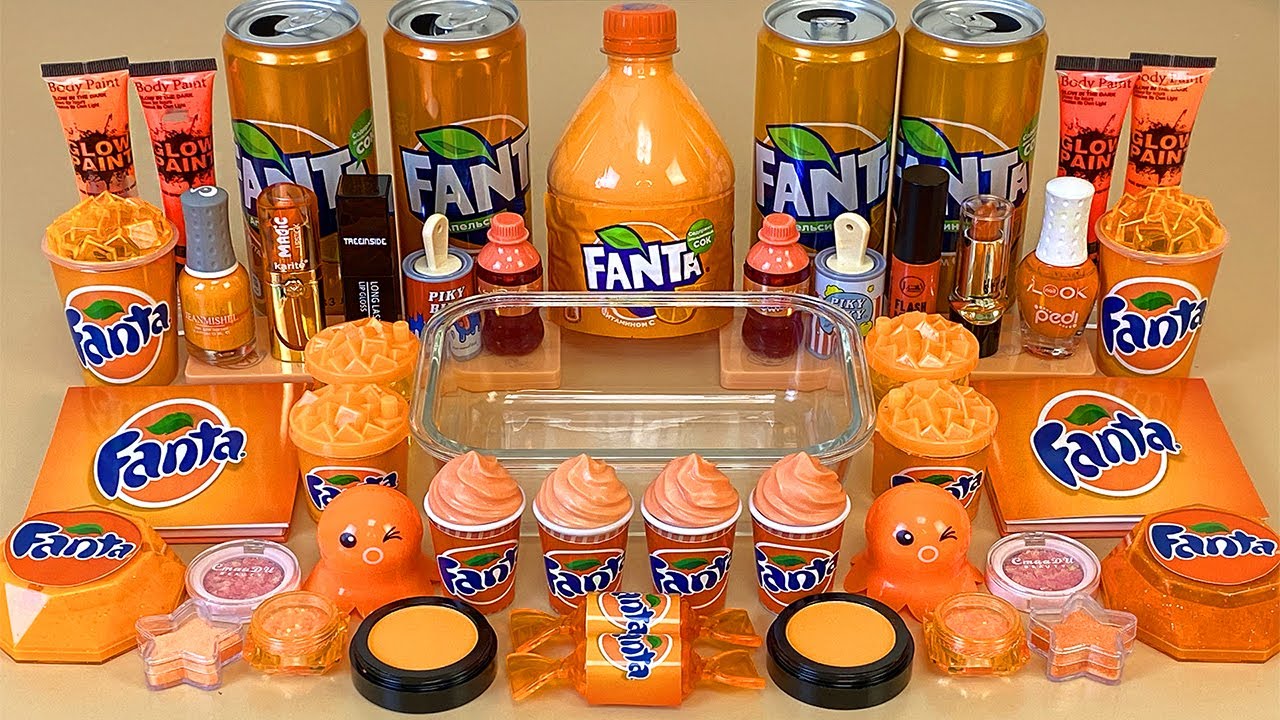 FANTA SLIME Mixing makeup and glitter into Clear Slime ASMR Satisfying Slime Videos 1080p