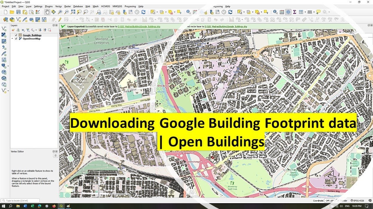 Загрузка данных контура здания Google | Открытые здания | Шейп-файл | QGIS
