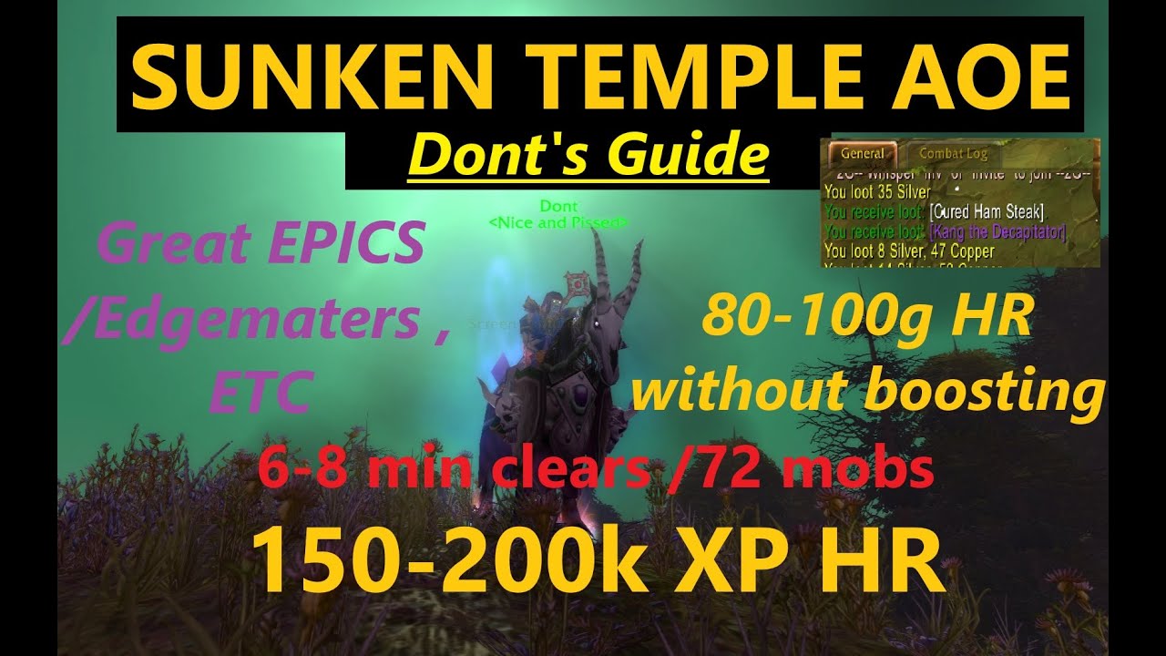 AOE Mage Sunken Temple (ST) 54-60  Xp Farm 6-8 min Clear