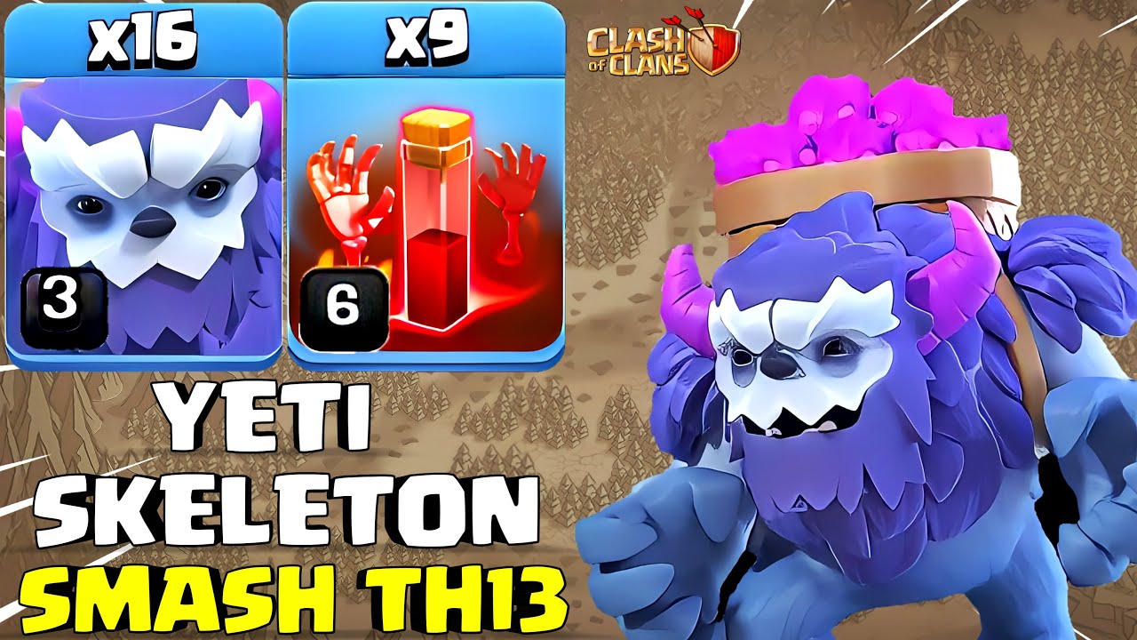 Как использовать атаку заклинанием Йети-скелета Th13 (Clash of Clans)