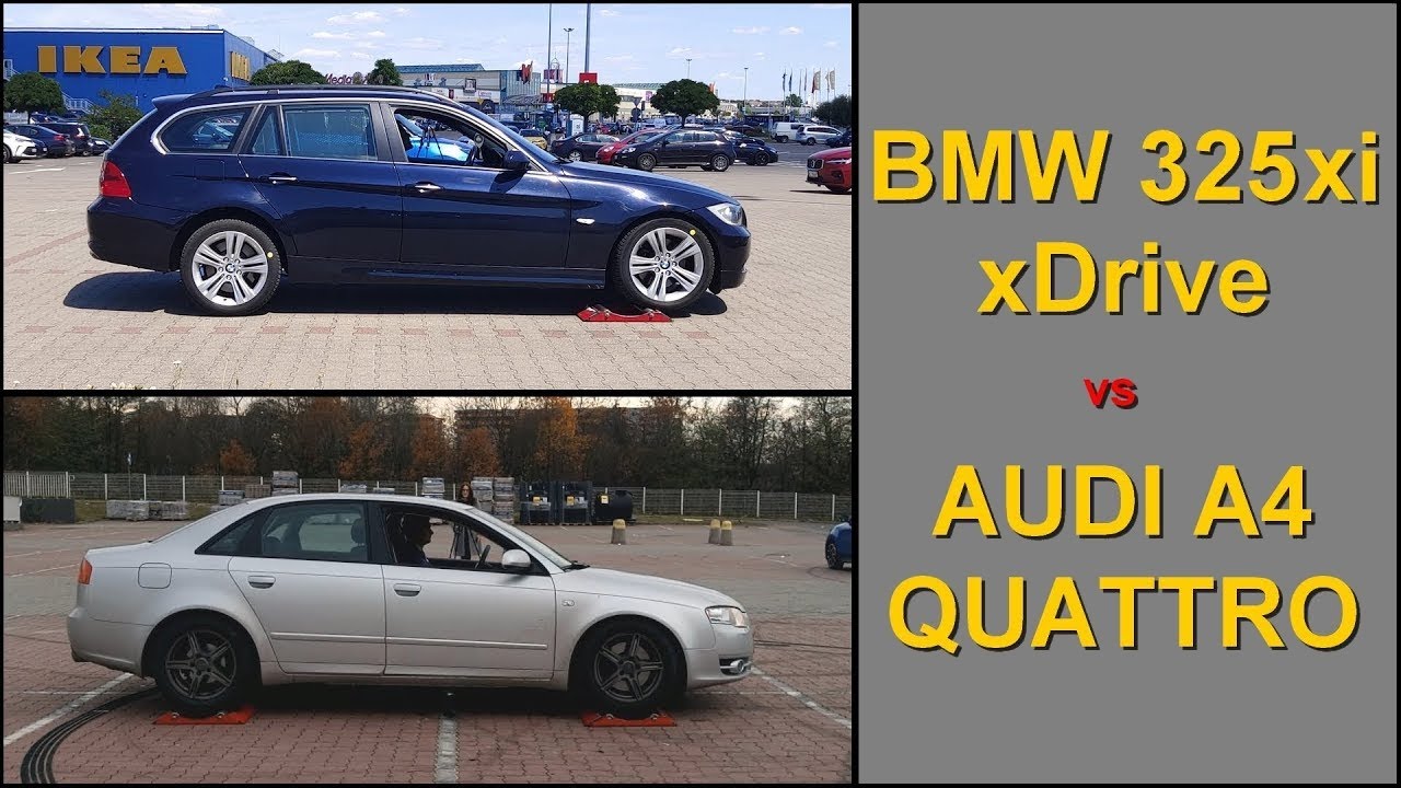 SLIP TEST - xDrive vs quattro - Bmw E91 325 xi vs Audi A4 B7 1.8T - @4x4.tests.on.rollers