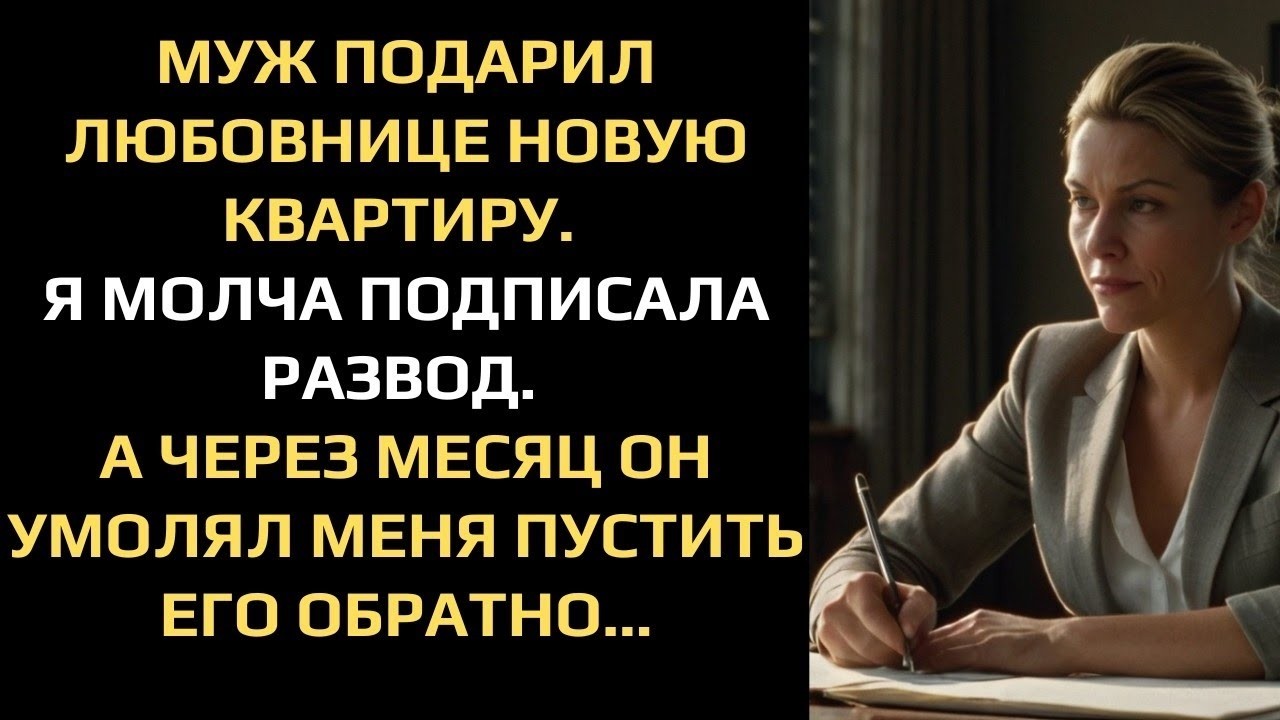 МУЖ ПОДАРИЛ ЛЮБОВНИЦЕ НОВУЮ КВАРТИРУ  Я МОЛЧА ПОДПИСАЛА РАЗВОД  А ЧЕРЕЗ МЕСЯЦ ОН УМОЛЯЛ МЕНЯ
