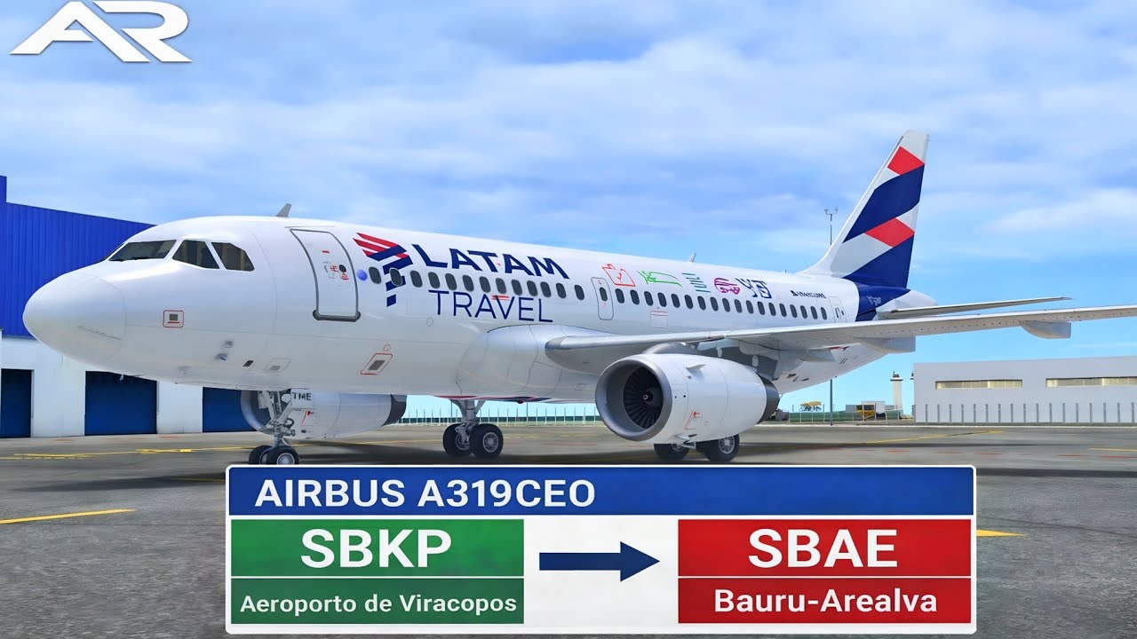 ✈️ VOO COMPLETO RFS | Airbus A319Ceo 🇧🇷📍 SBKP (Viracopos) – ➡️ SBAE (Bauru Arealva) Quad Hd.