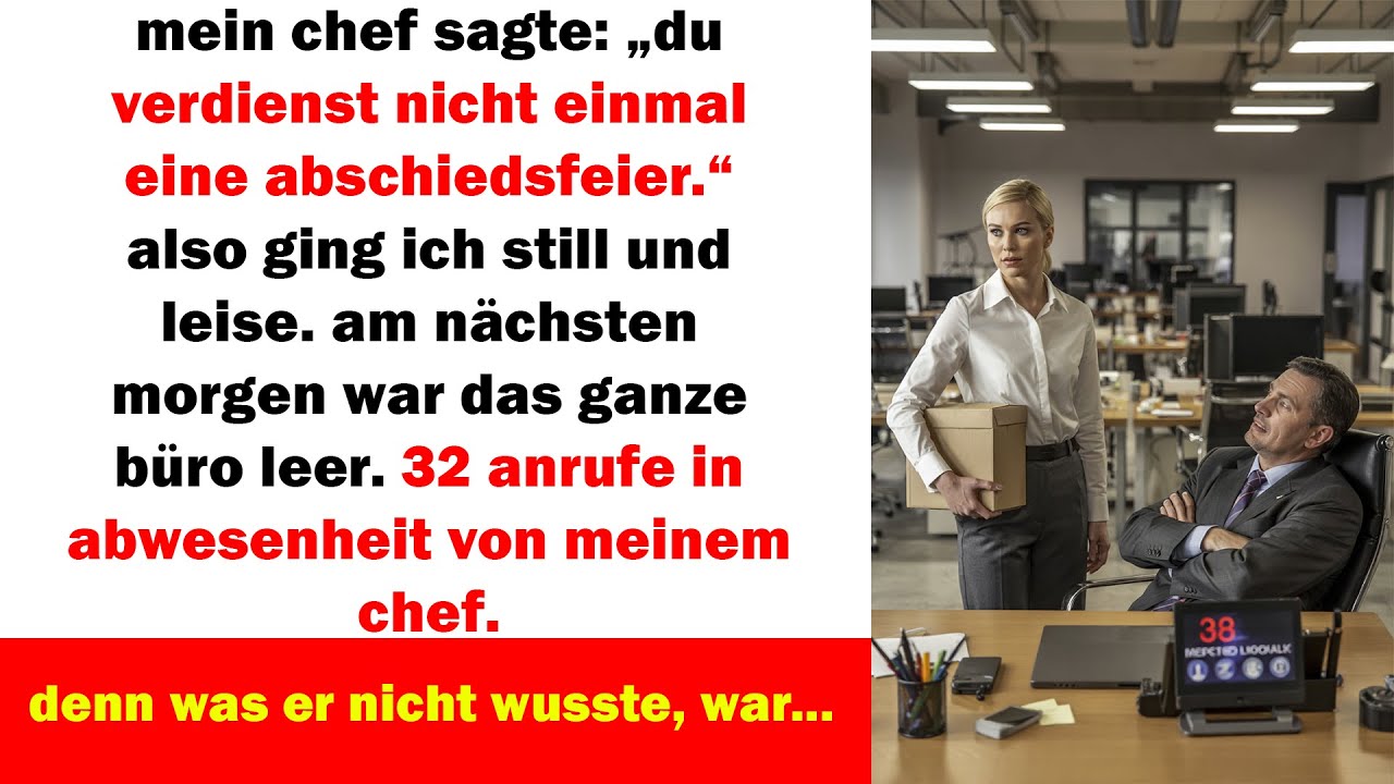 mein chef sagte ich verdiene keine abschiedsfeier am nächsten morgen war das büro komplett leer
