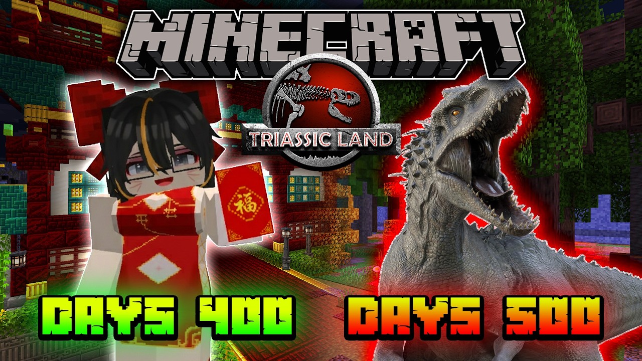 จะเกิดอะไรขึ้น!!🦖เอาชีวิตรอด 500 วันในโลกไดโนเสาร์🦖| Minecraft Triassicland