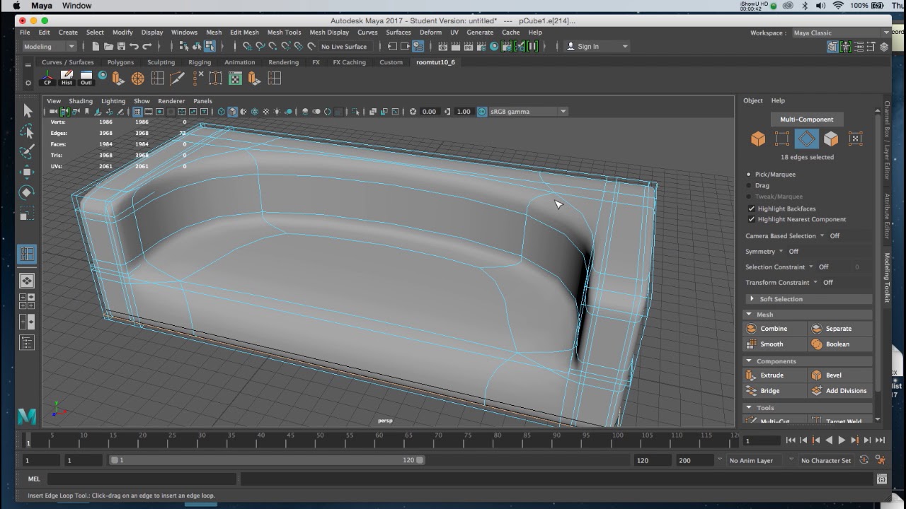Maya  Edge loop and extrude tools