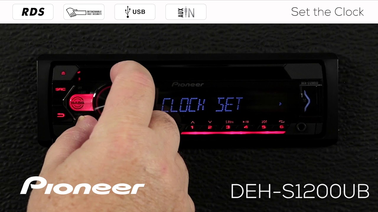 How To - Pioneer DEH-S1200UB - Set the Clock