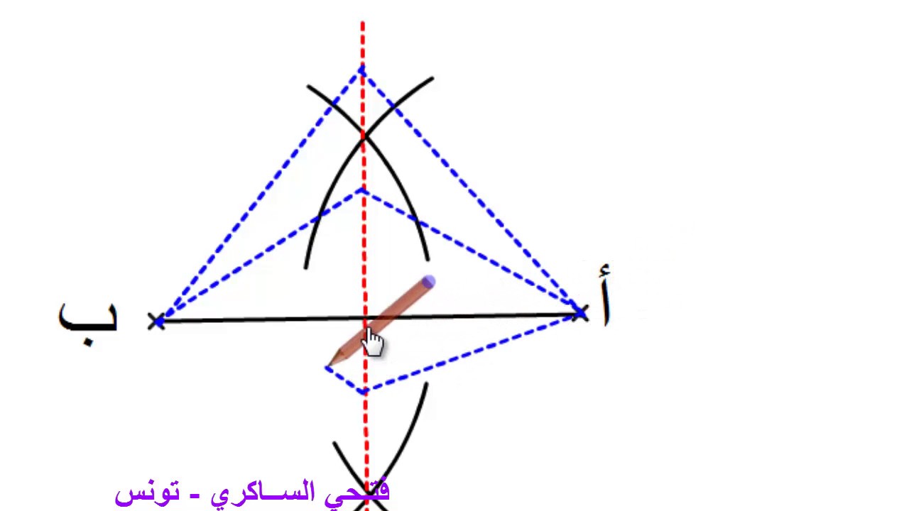 رياضيّات - الموسّط العمودي لقطعة المستقيم La médiatrice d'un segment de droite